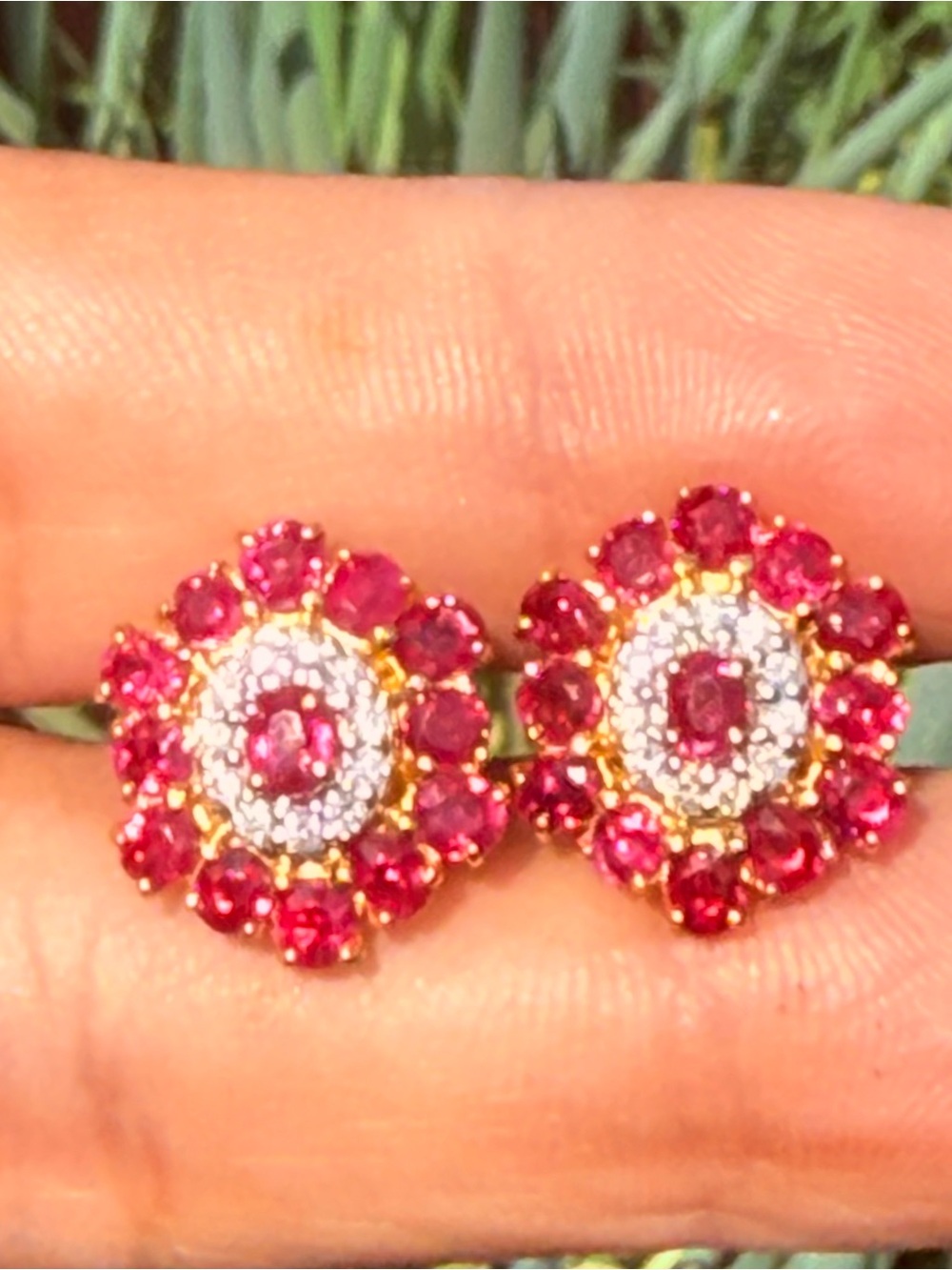 Natural Burmese Ruby and Diamond Earring in 18 k solid gold with lab certificate